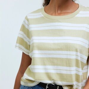 Madewell pale lichen stripes Softfade Cotton Boxy-Crop Tee